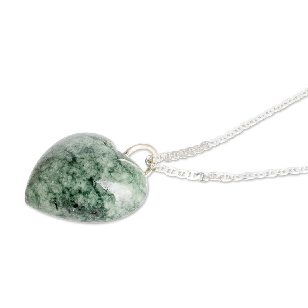 Heart-Shaped Natural Light Green Jade Pendant Necklace - Heart of the Prosperous