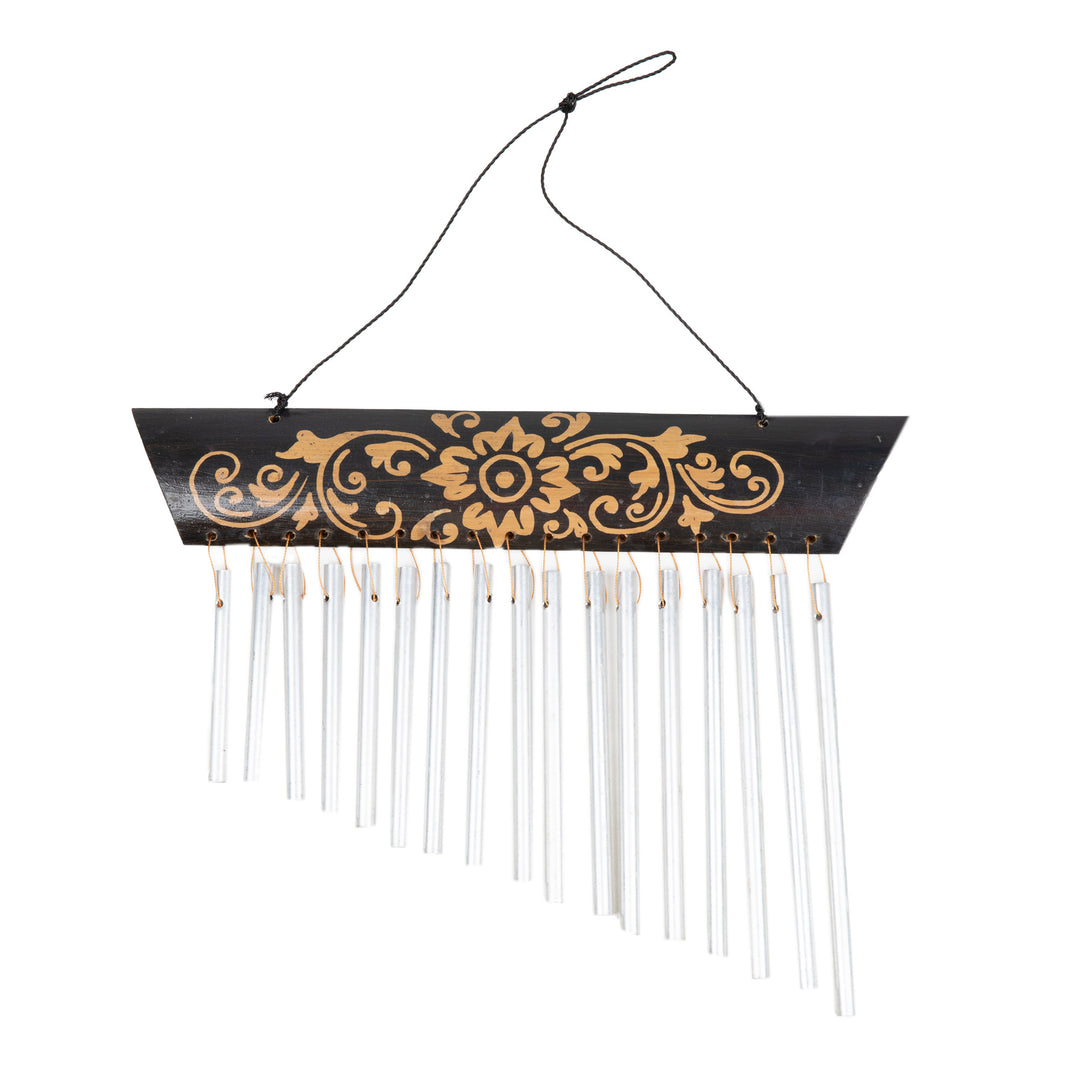 Floral Bamboo and Aluminum Windchime Handmade in Bali - Morning Symphony