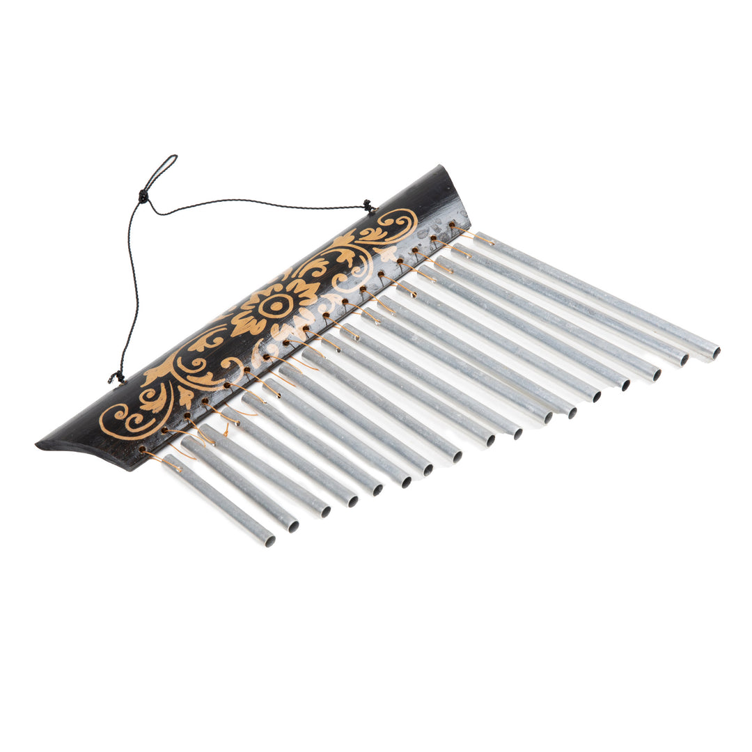 Floral Bamboo and Aluminum Windchime Handmade in Bali - Morning Symphony