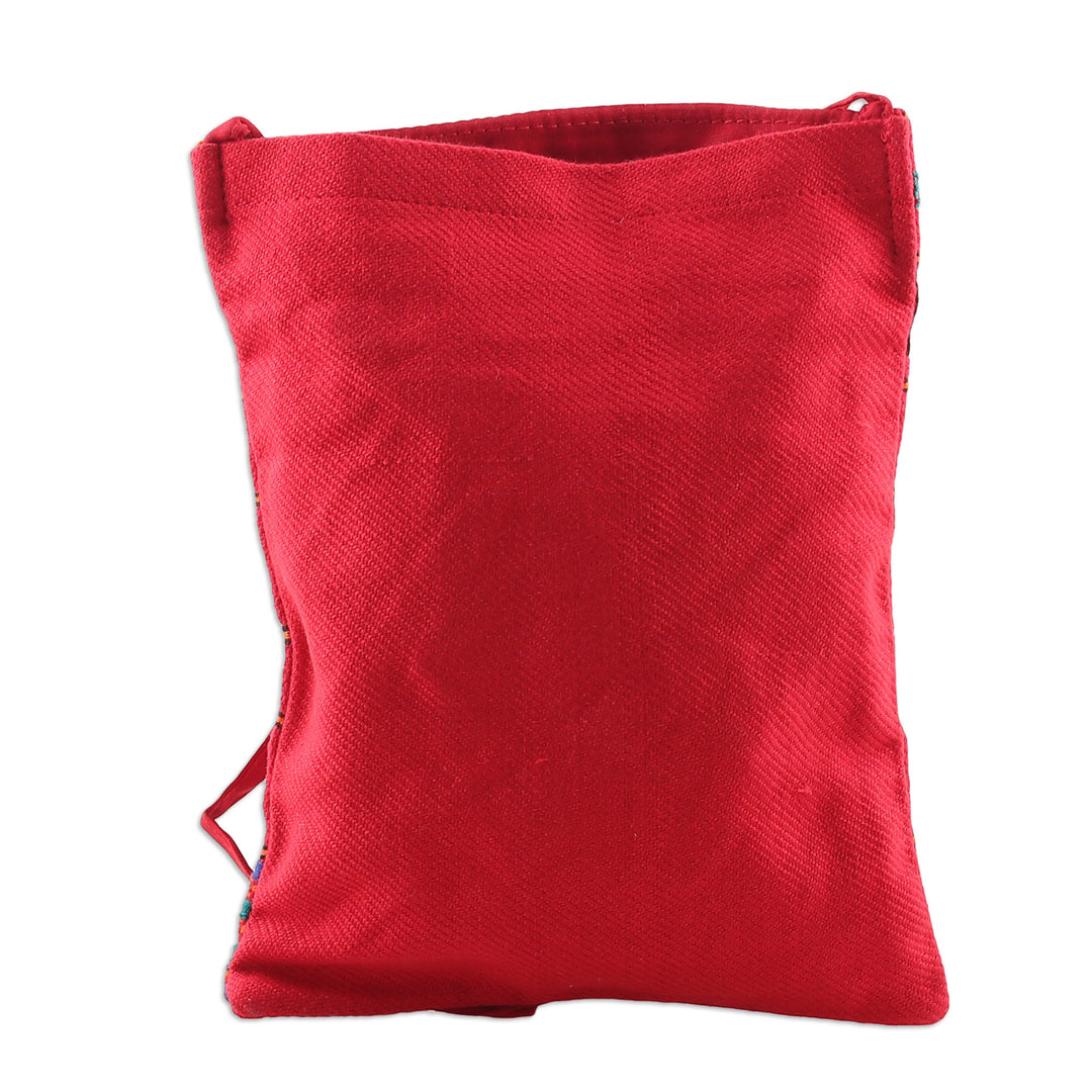 Handwoven Poppy-Toned Colorful Passport Bag with Zipper - Audacious Traveler