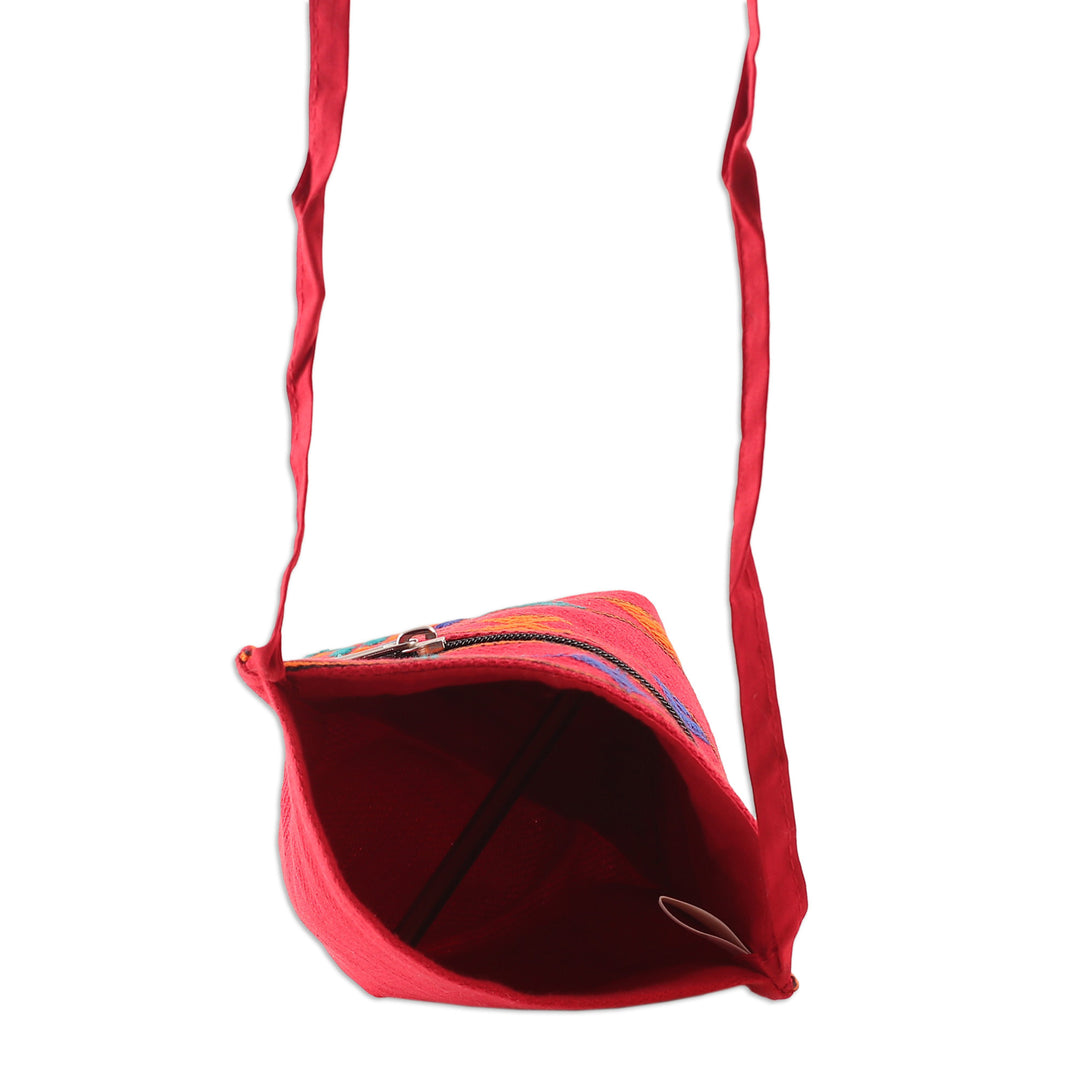Handwoven Poppy-Toned Colorful Passport Bag with Zipper - Audacious Traveler