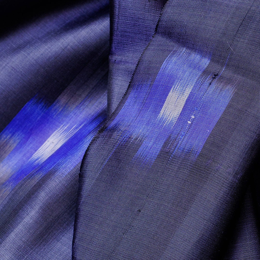 Fringed Cotton Ikat Scarf in Blue Hand-Woven in Uzbekistan - Electric Sky