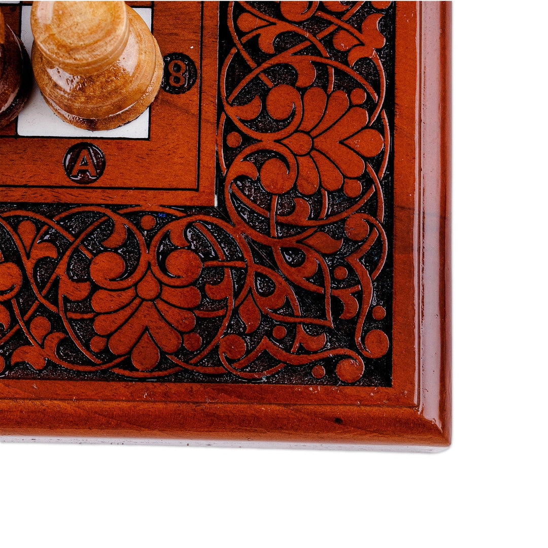 Walnut Wood Chess Set Hand Carved in Uzbekistan - Royal Checkmate