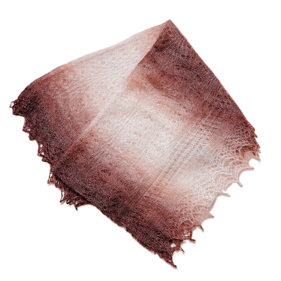 Handwoven Soft 100% Cashmere Wool Scarf in Brown and White - Earth's Act