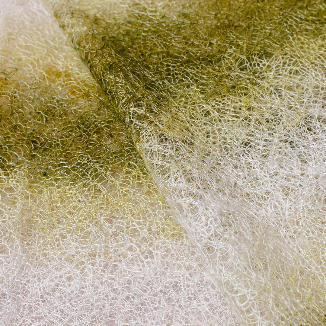 Handwoven Soft 100% Cashmere Wool Scarf in Green and White - Nature's Act