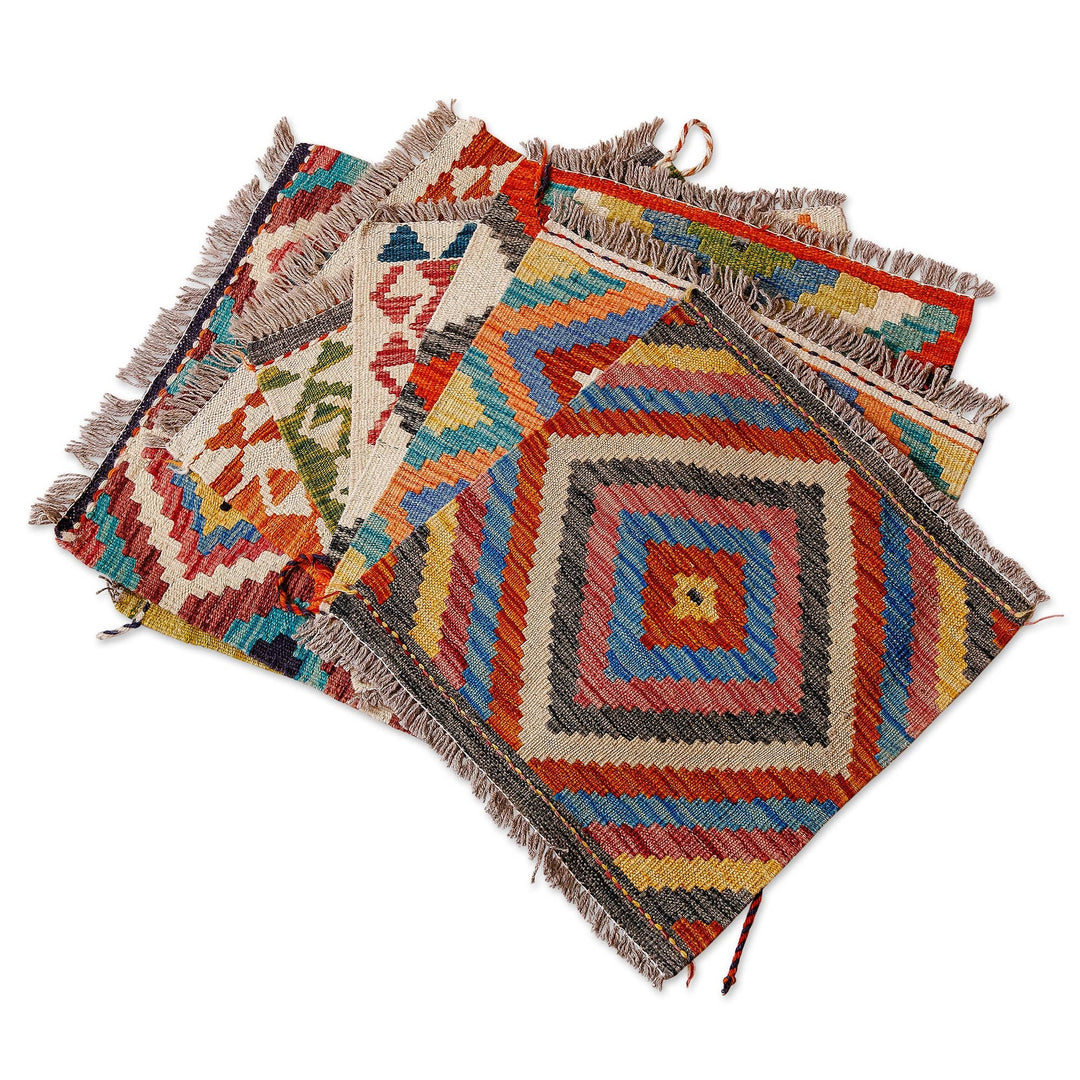 Geometric Patterned Assorted 100% Wool Area Rug (1.5x1.5) - Ancient Lands