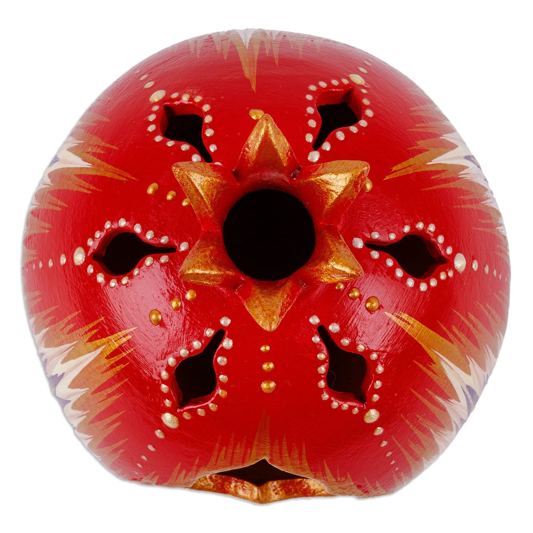 Painted Pomegranate-Shaped Porcelain Tealight Candleholder - Light of Passion
