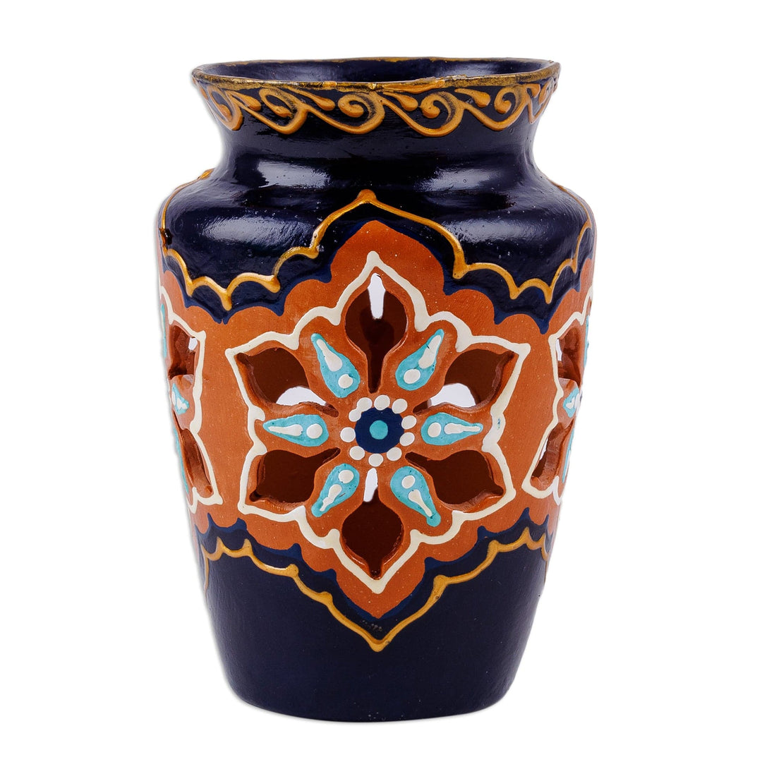 Hand-Painted Vase-Shaped Porcelain Tealight Candleholder - Traditional Lights
