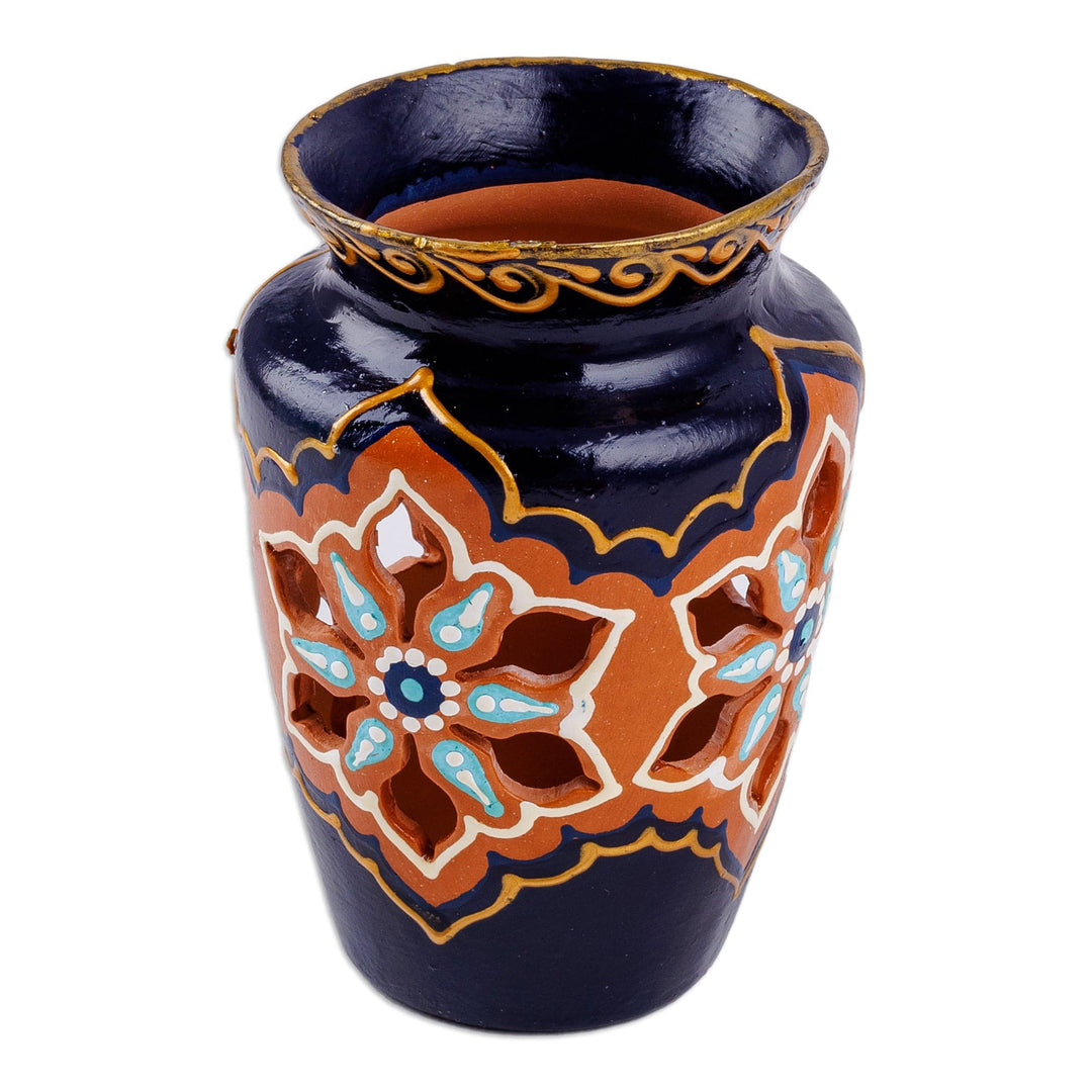 Hand-Painted Vase-Shaped Porcelain Tealight Candleholder - Traditional Lights