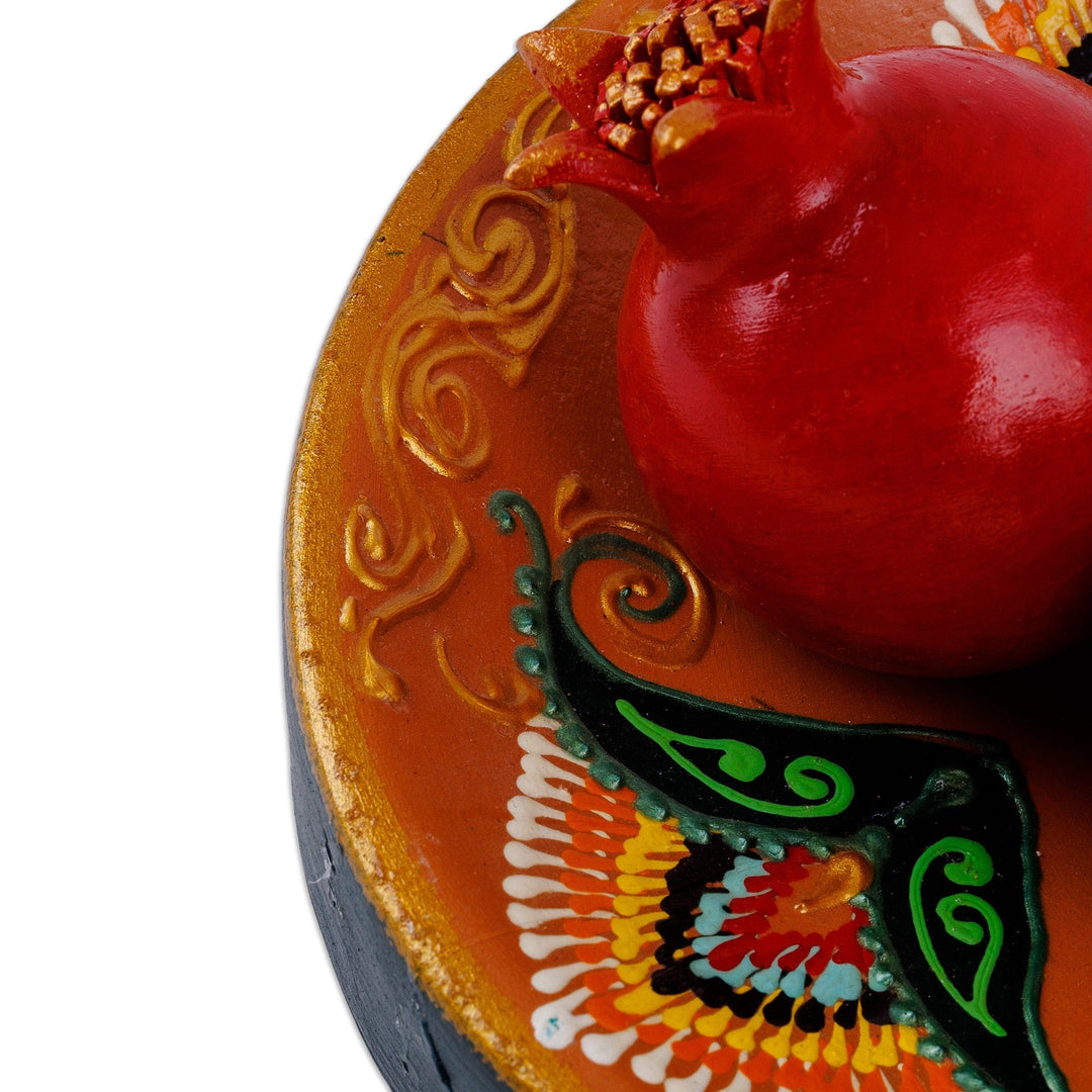 Painted Faience Pomegranate and Plate Porcelain Home Accent - Passion Dinner