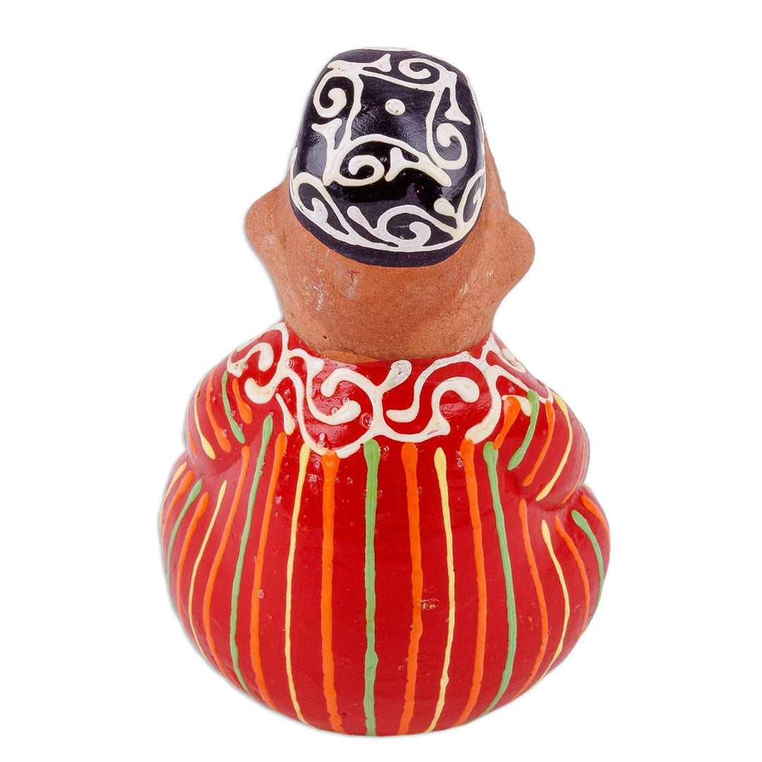 Hand-Painted Faience Red Porcelain Figurine from Uzbekistan - Red Afandi