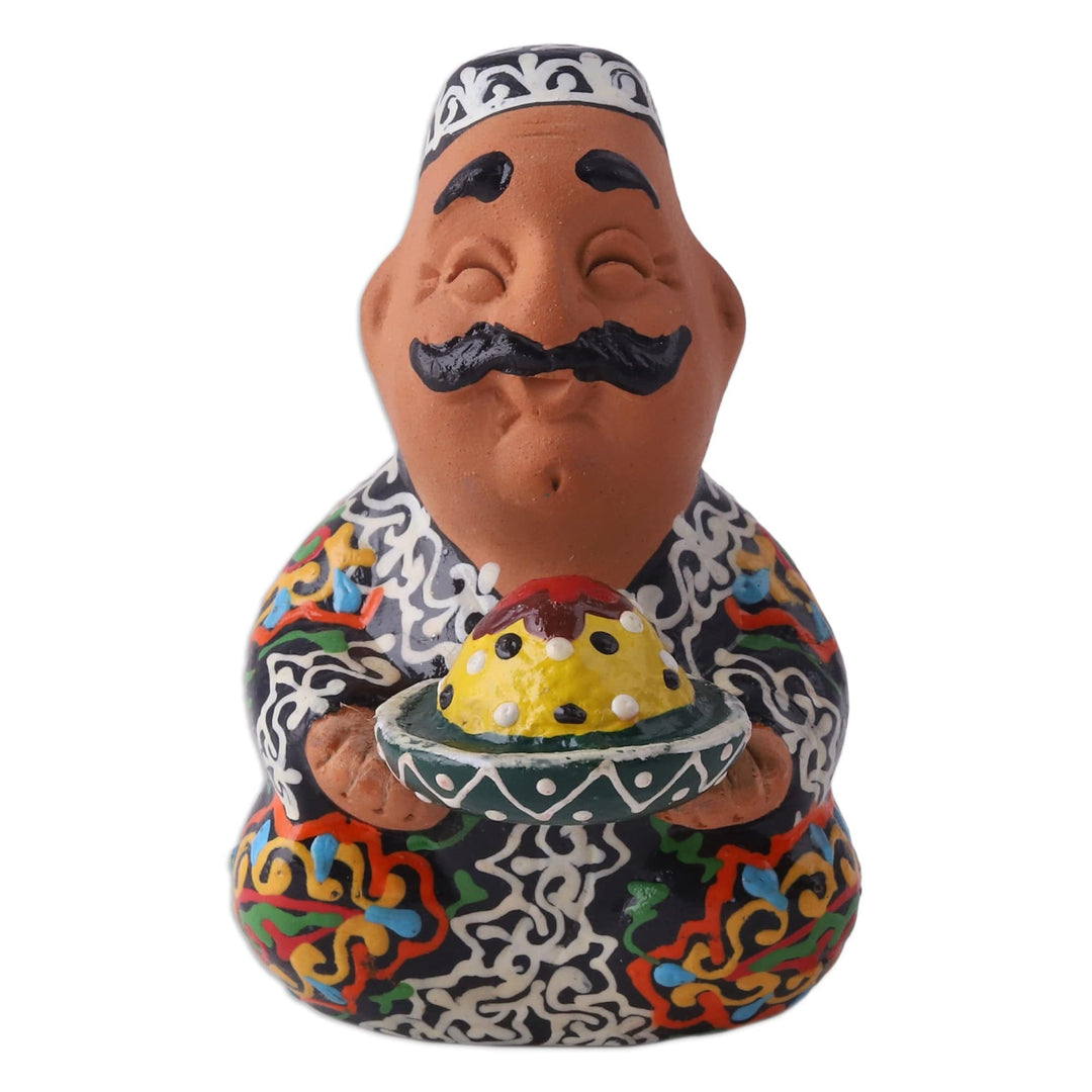 Hand-Painted Faience Black and White Porcelain Figurine - Elegant Afandi