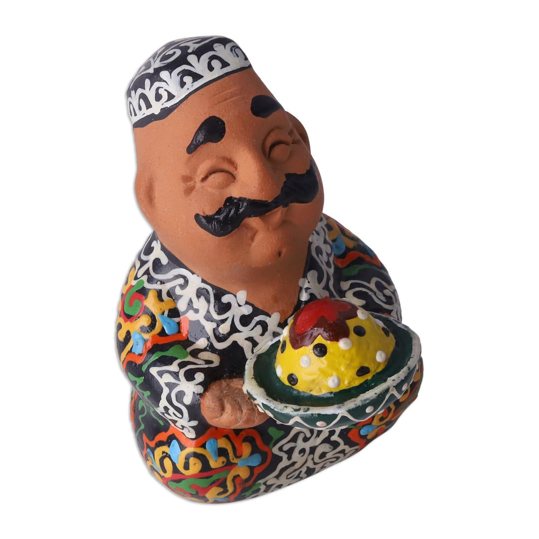 Hand-Painted Faience Black and White Porcelain Figurine - Elegant Afandi