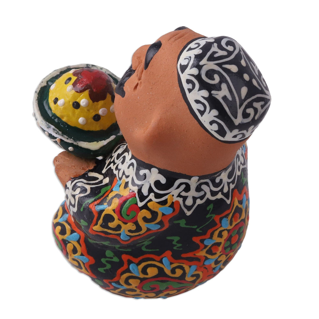 Hand-Painted Faience Black and White Porcelain Figurine - Elegant Afandi