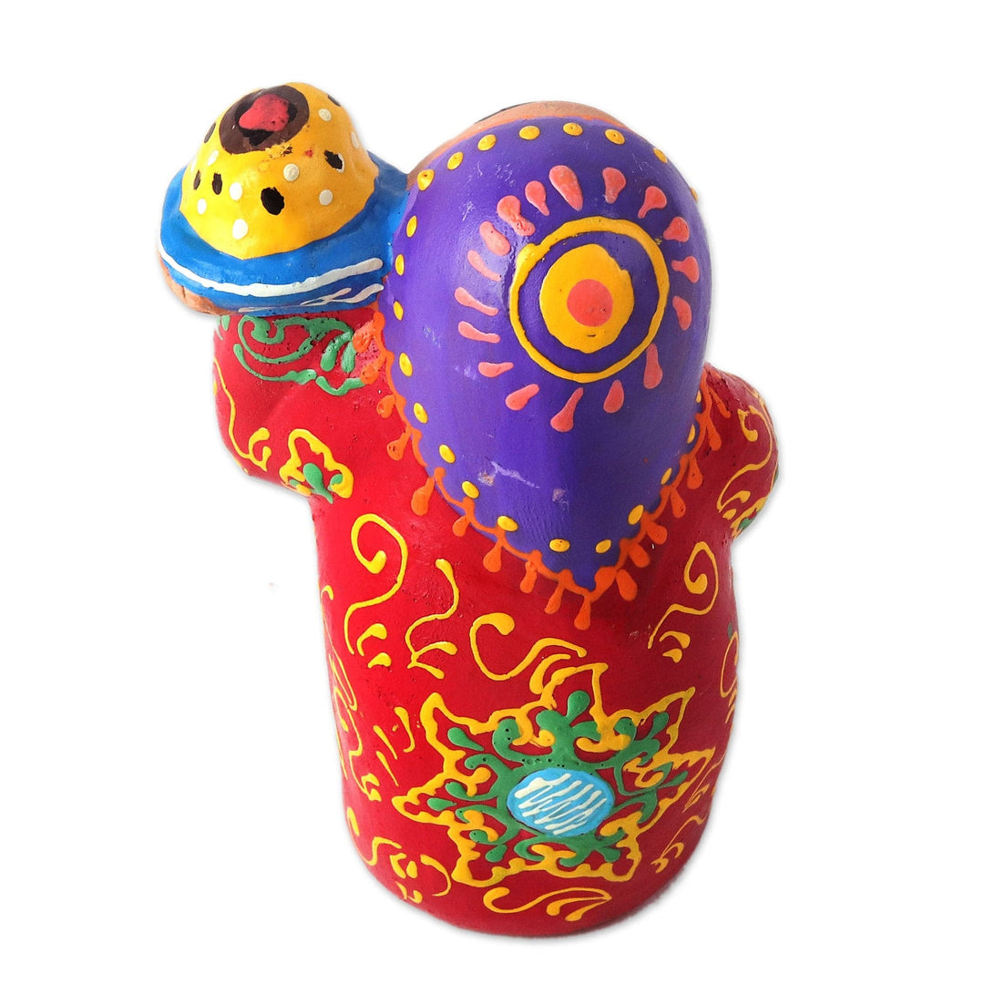 Woman in Red with Bread Handmade Uzbek Porcelain Figurine - Uzbek Hearth