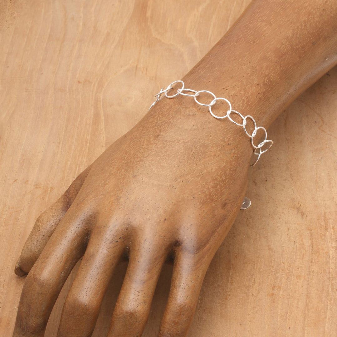 Minimalist High-Polished Sterling Silver Link Bracelet - Positive Cycles