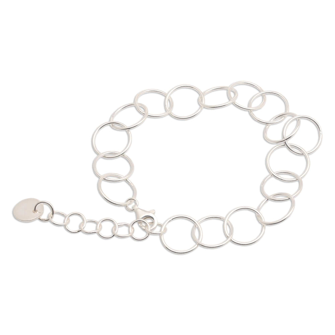 Minimalist High-Polished Sterling Silver Link Bracelet - Positive Cycles