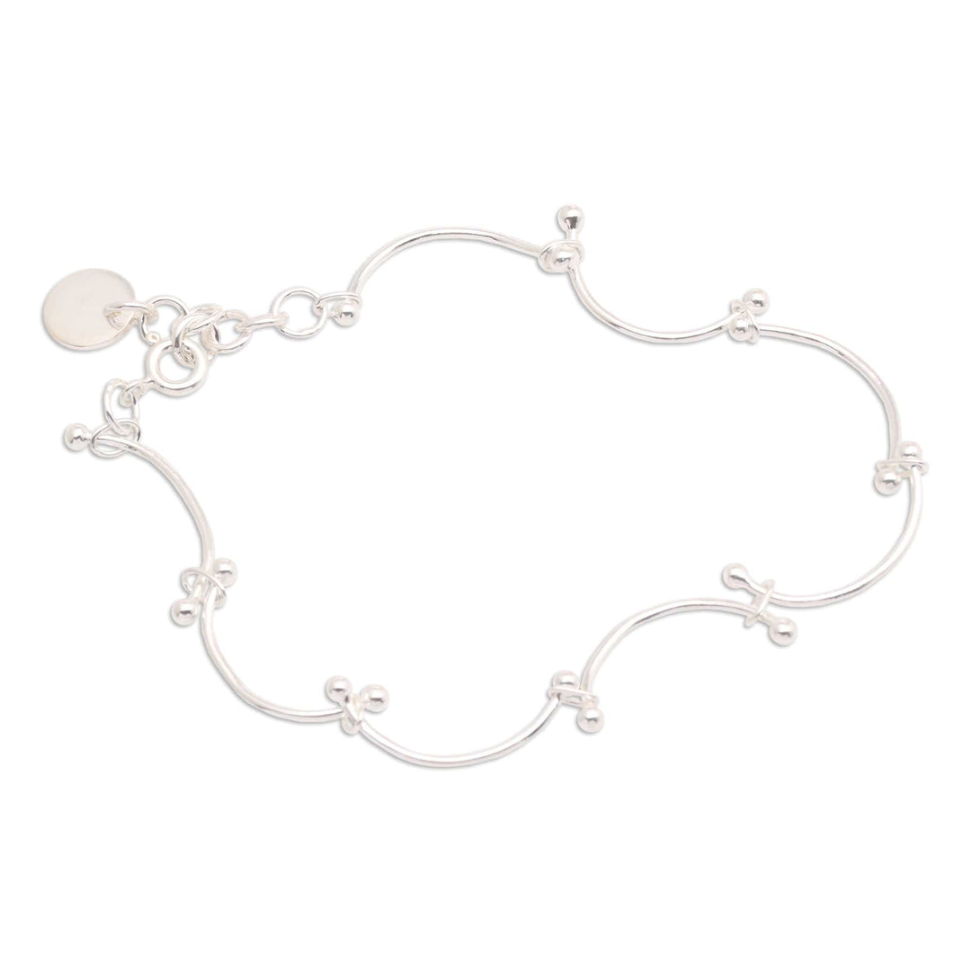 High-Polished Wavy Sterling Silver Link Bracelet from Bali - Personal Waves