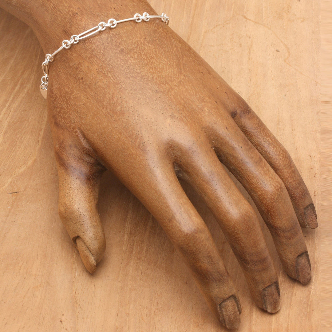 High-Polished Modern Sterling Silver Link Bracelet from Bali - Personal Look