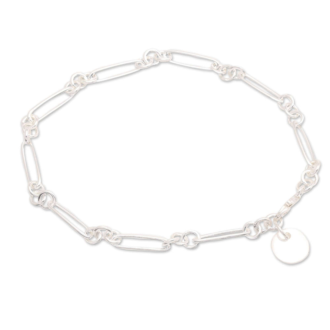 High-Polished Modern Sterling Silver Link Bracelet from Bali - Personal Look