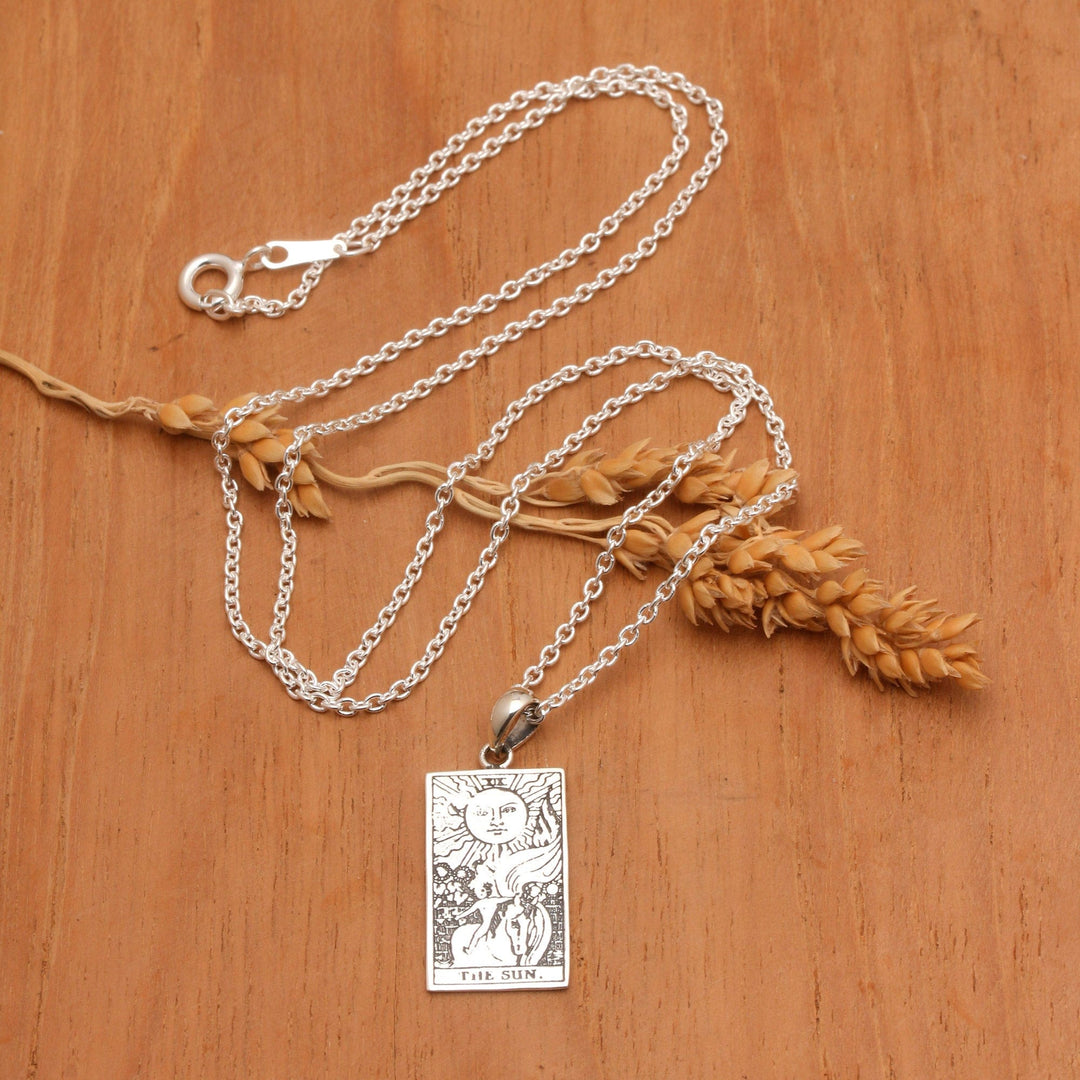 Tarot-Inspired Sterling Silver The Sun Pendant Necklace - Omens by The Sun