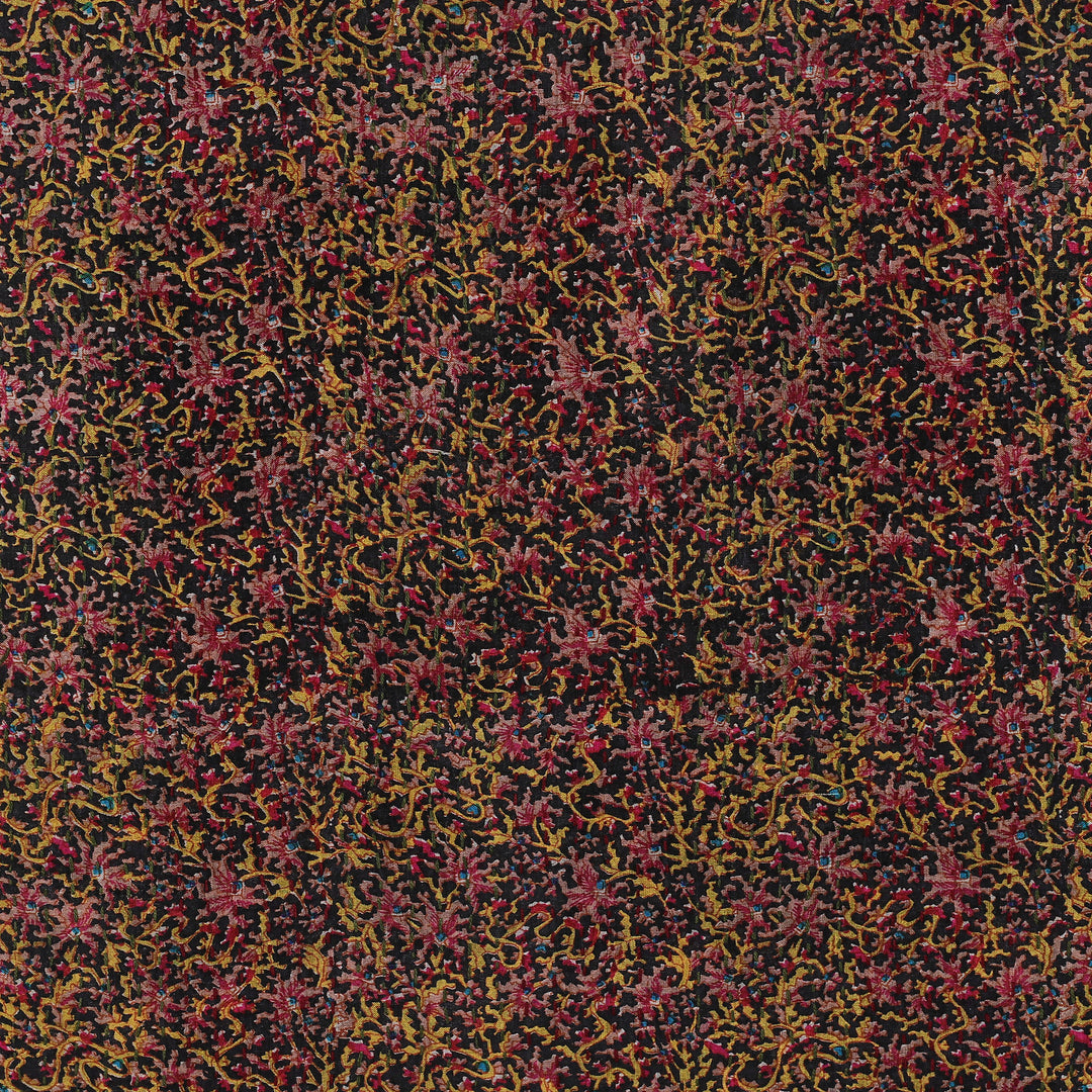 Kantha Embroidered Green and Black Reversible Silk Scarf - Floral Seasons