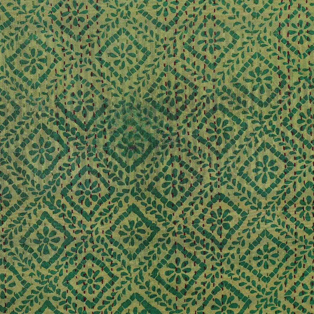 Geometric-Patterned Green and Black Reversible Silk Scarf - Classic Fusions