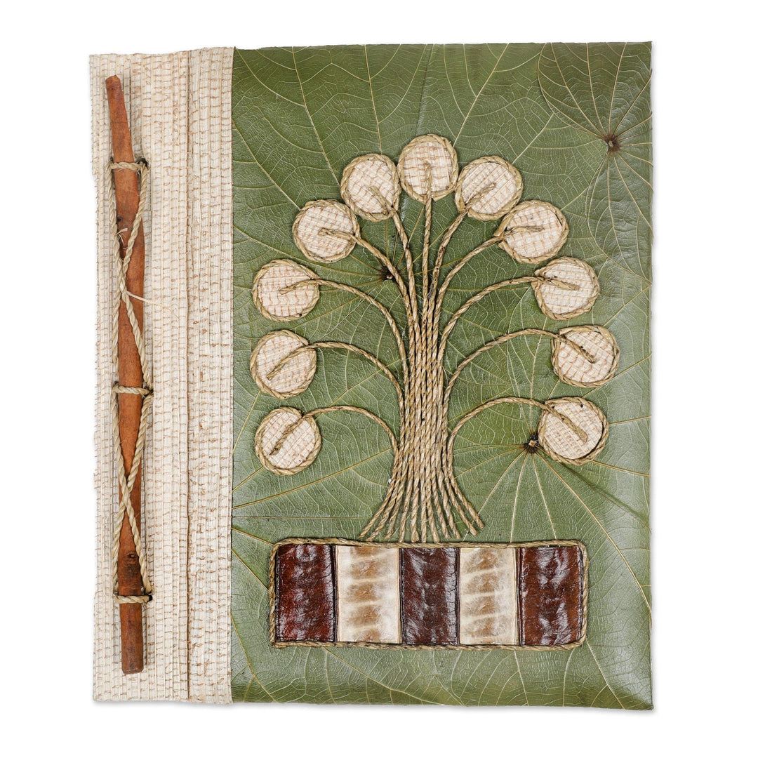 Tree-Themed Natural Fiber Journal with 41 Rice Paper Pages - New Jungle