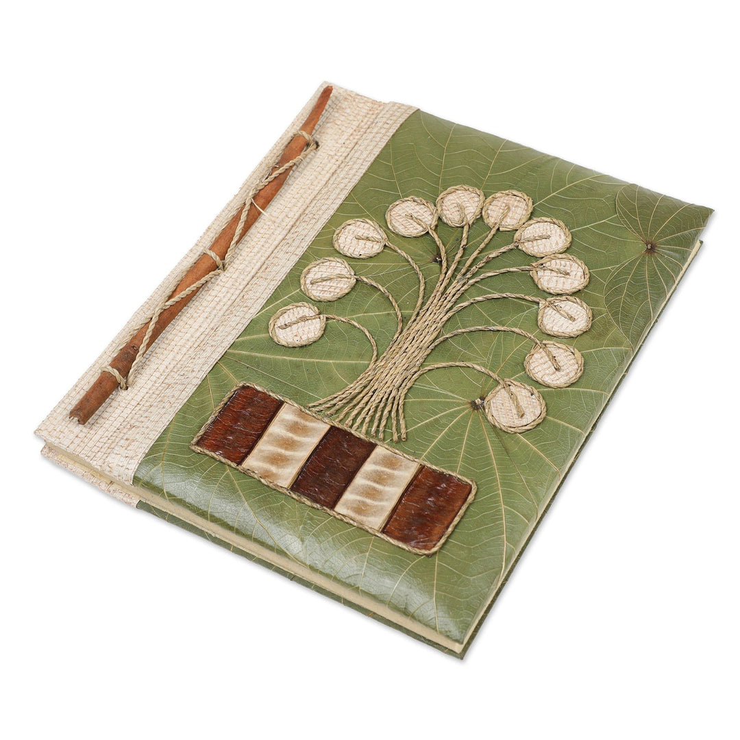 Tree-Themed Natural Fiber Journal with 41 Rice Paper Pages - New Jungle