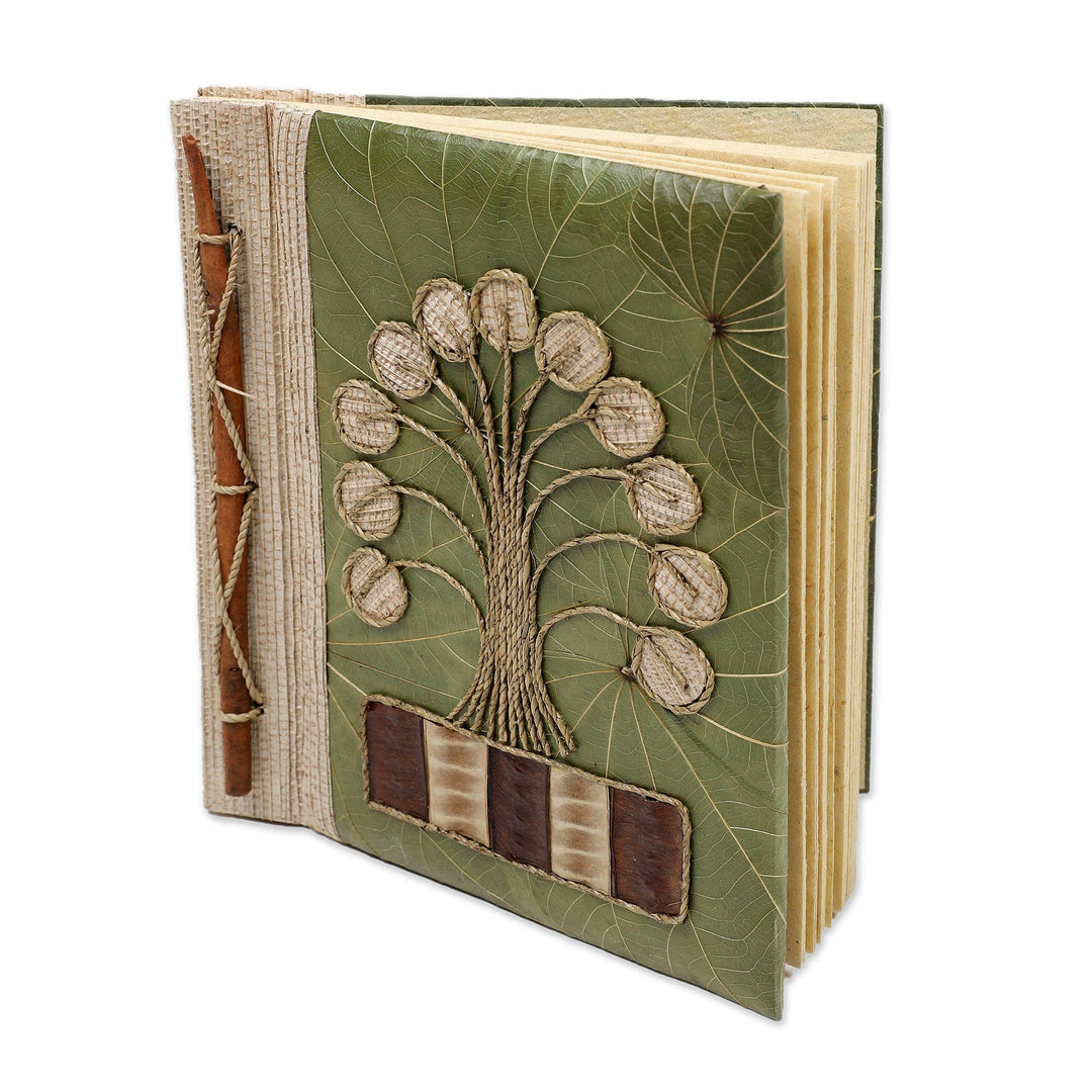Tree-Themed Natural Fiber Journal with 41 Rice Paper Pages - New Jungle