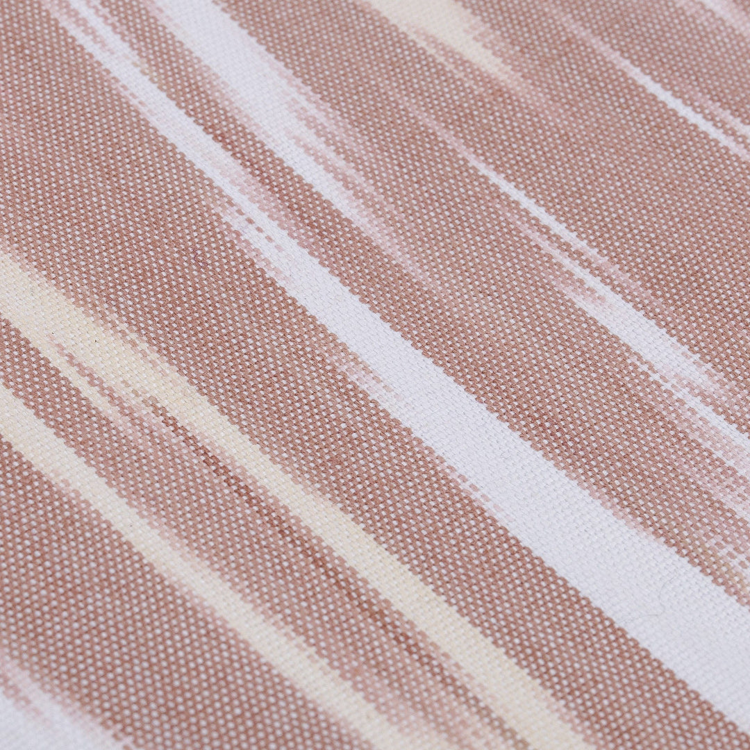 Beige and White Ikat Patterned Cotton Zippered Cosmetic Bag - Ikat Tenderness