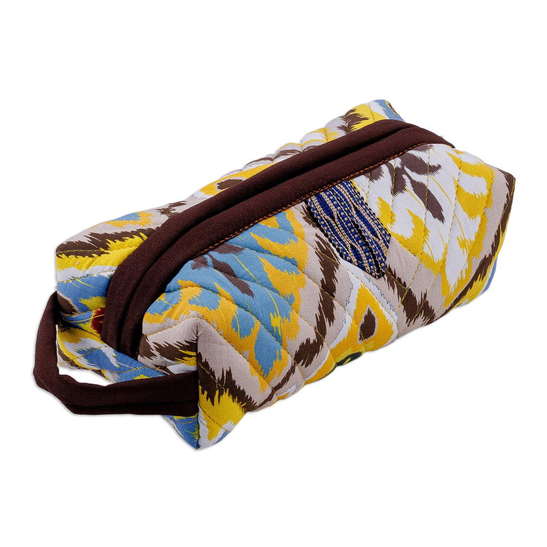 Handcrafted Colorful Ikat Cotton Cosmetic Bag with Handle - Colorful Vibes