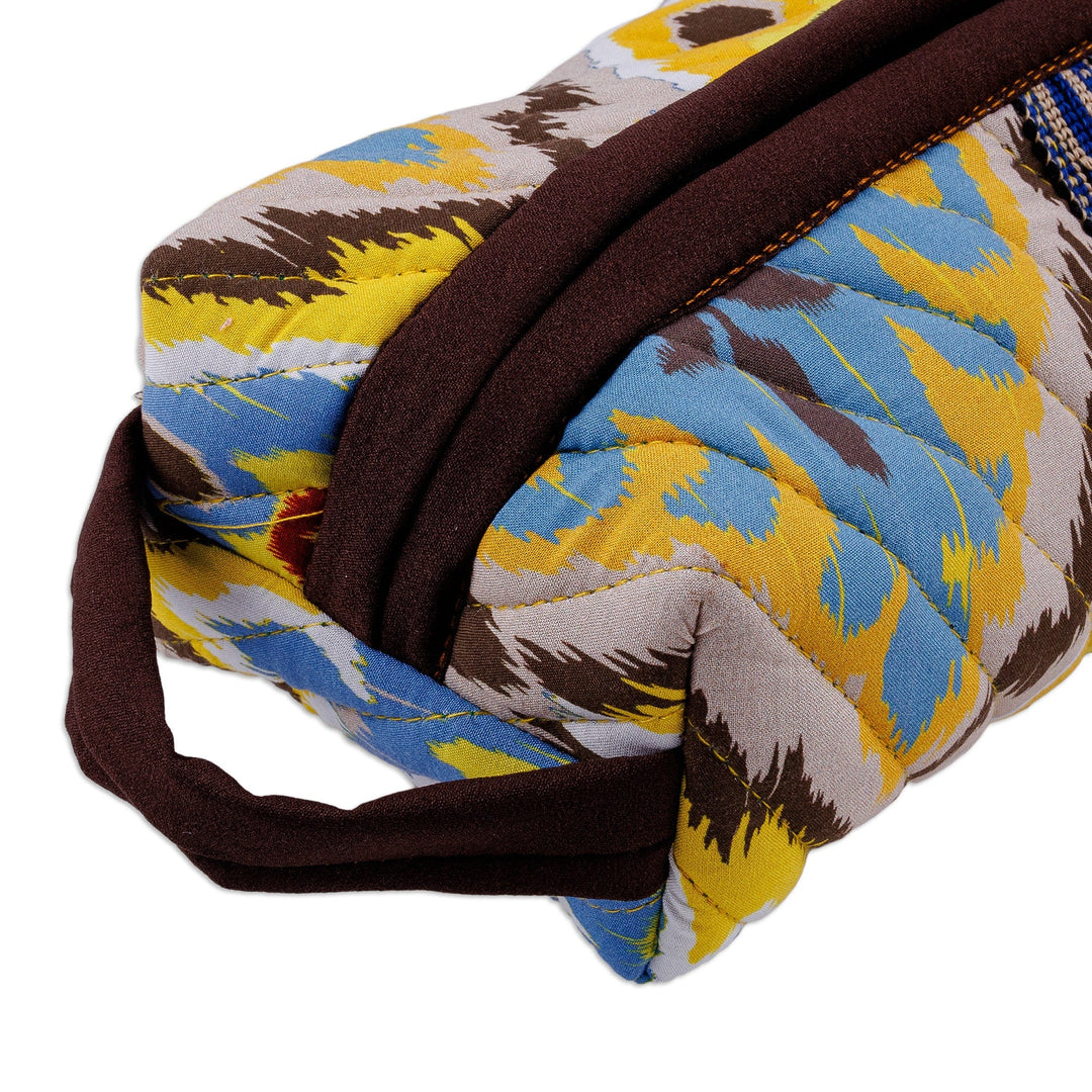 Handcrafted Colorful Ikat Cotton Cosmetic Bag with Handle - Colorful Vibes
