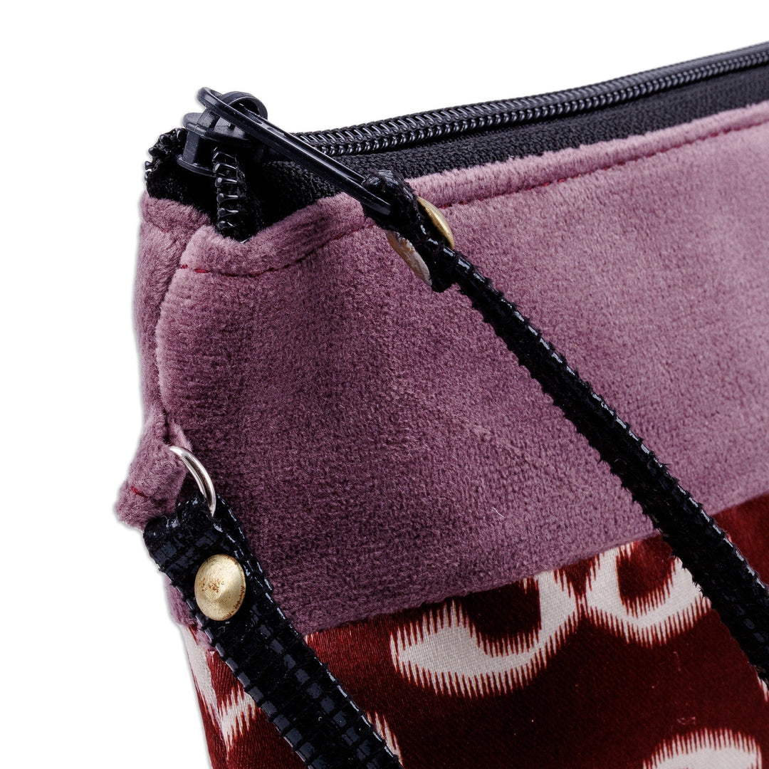 Purple Wristlet with Ikat Accent Handcrafted in Uzbekistan - Glam Radiance