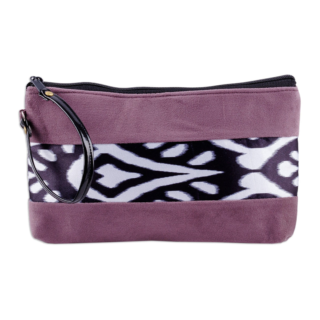 Handcrafted Wristlet with Ikat Accent in Purple Shades - Glam Fashion