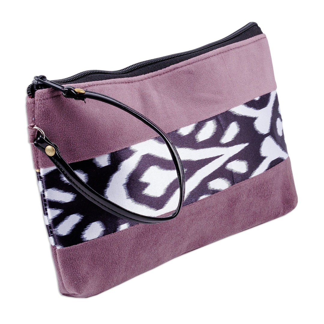 Handcrafted Wristlet with Ikat Accent in Purple Shades - Glam Fashion