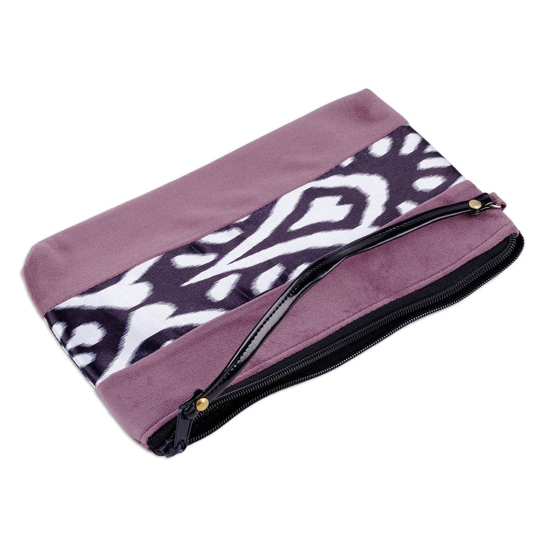 Handcrafted Wristlet with Ikat Accent in Purple Shades - Glam Fashion