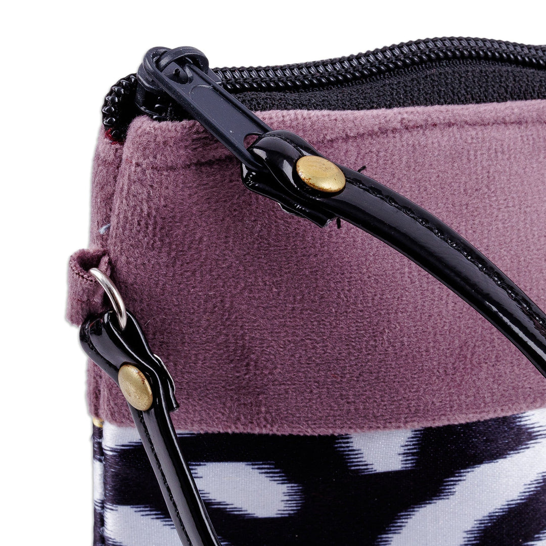 Handcrafted Wristlet with Ikat Accent in Purple Shades - Glam Fashion