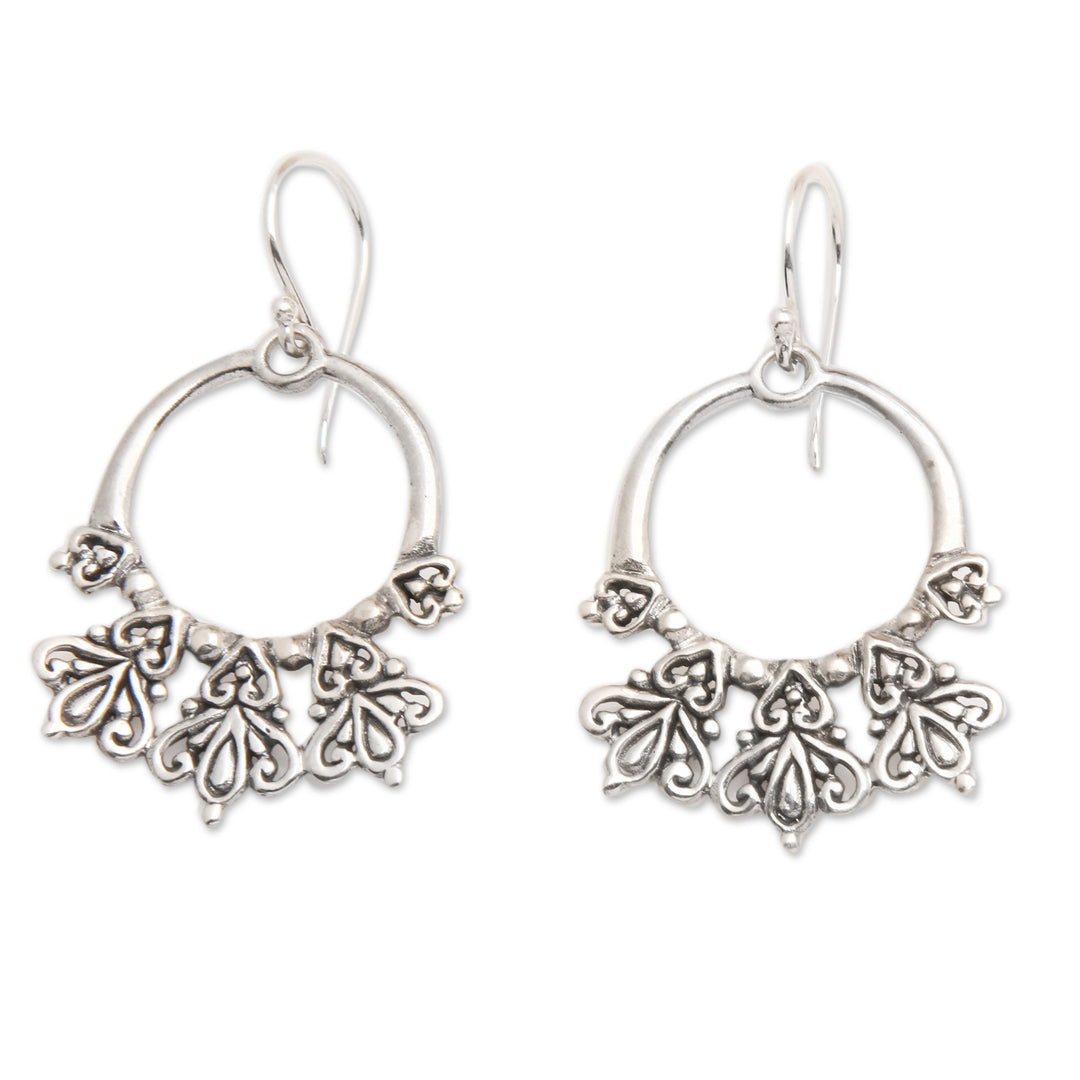 Sterling Silver Dangle Earrings with Combination Finish - Balinese Style