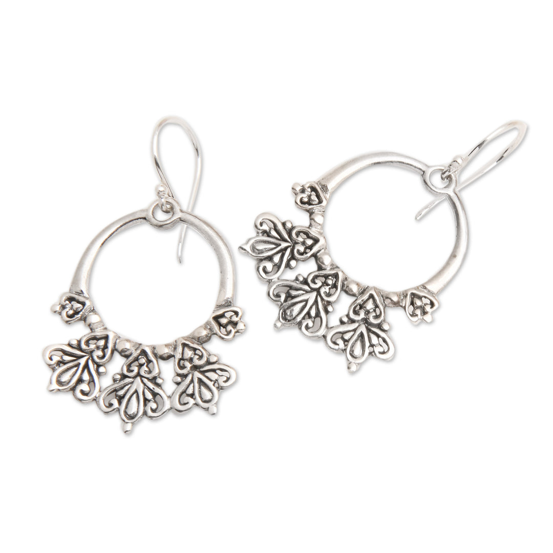 Sterling Silver Dangle Earrings with Combination Finish - Balinese Style