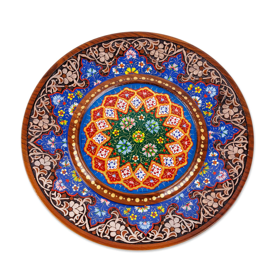 Hand-Carved Painted and Lacquered Uzbek Floral Wood Wall Art - Uzbek Bouquet
