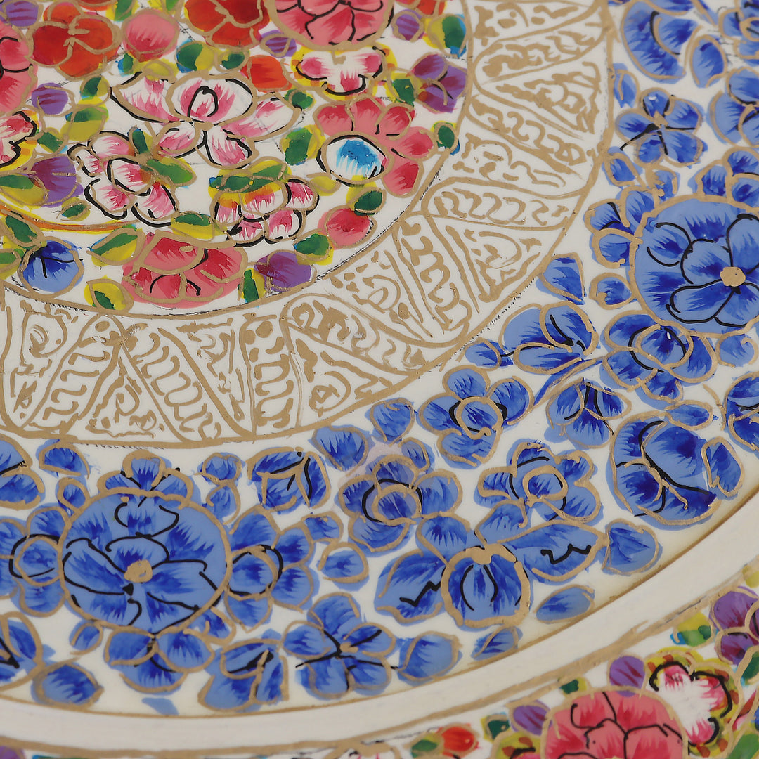 Set of 3 Painted Floral Round Blue and Red Wood Wall Accents - Elysium Portals