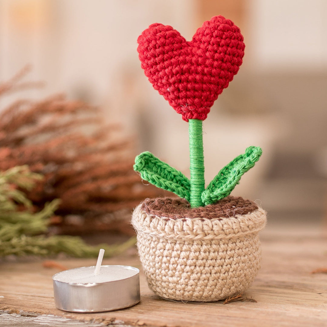 Handcrafted Heart-Themed Crocheted Cotton Home Accent - Harvest of Love