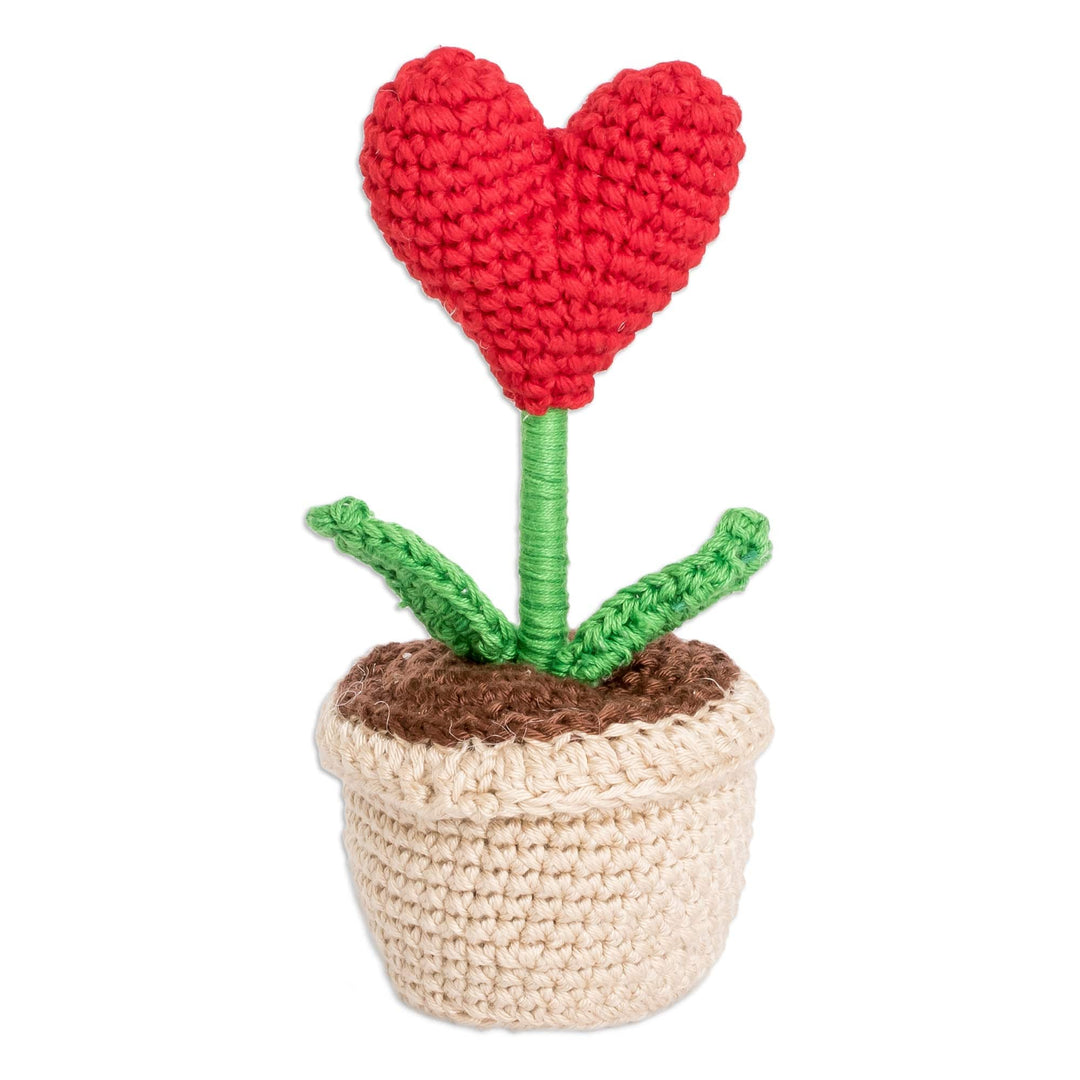 Handcrafted Heart-Themed Crocheted Cotton Home Accent - Harvest of Love