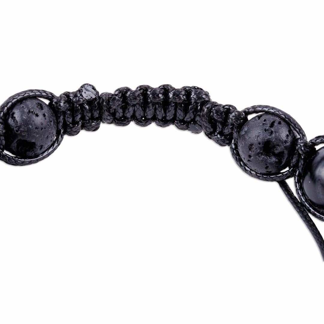 Agate Hematite Lava Stone Macrame Shambhala-Style Bracelet - Shambhala Shine