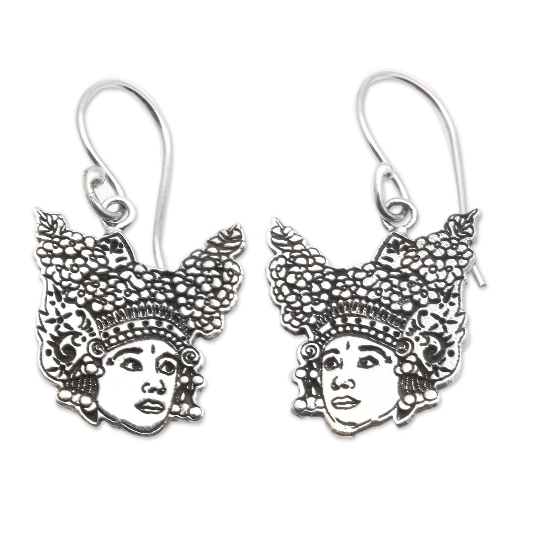 Polished Legong Dancer Sterling Silver Dangle Earrings - Legong Essence