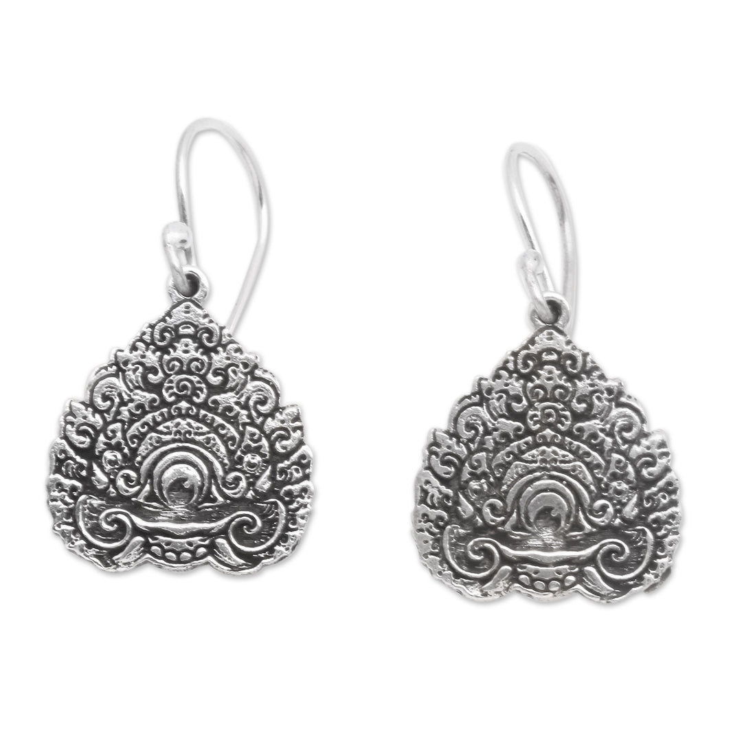 Traditional Baris Gede Crown Sterling Silver Dangle Earrings - Baris Gede Crown