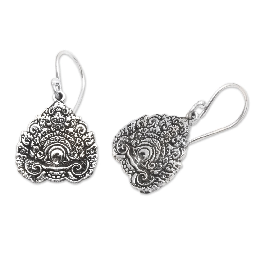Traditional Baris Gede Crown Sterling Silver Dangle Earrings - Baris Gede Crown