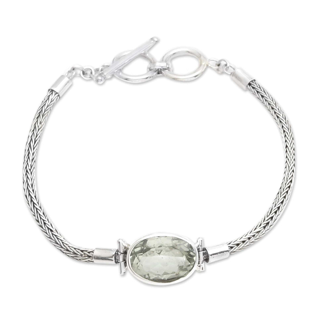 Balinese Sterling Silver 3-Carat Prasiolite Pendant Bracelet - Quiet Soul