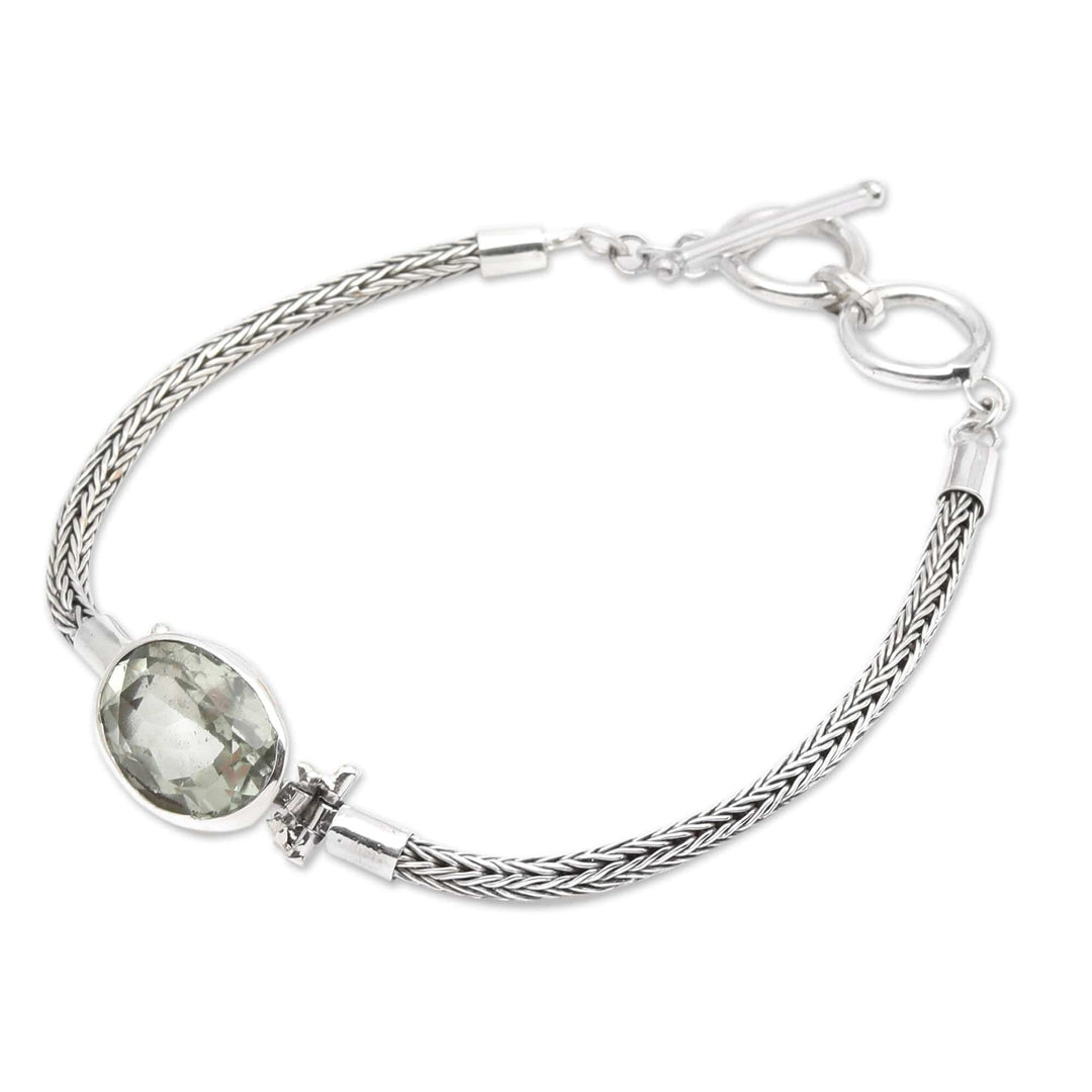 Balinese Sterling Silver 3-Carat Prasiolite Pendant Bracelet - Quiet Soul